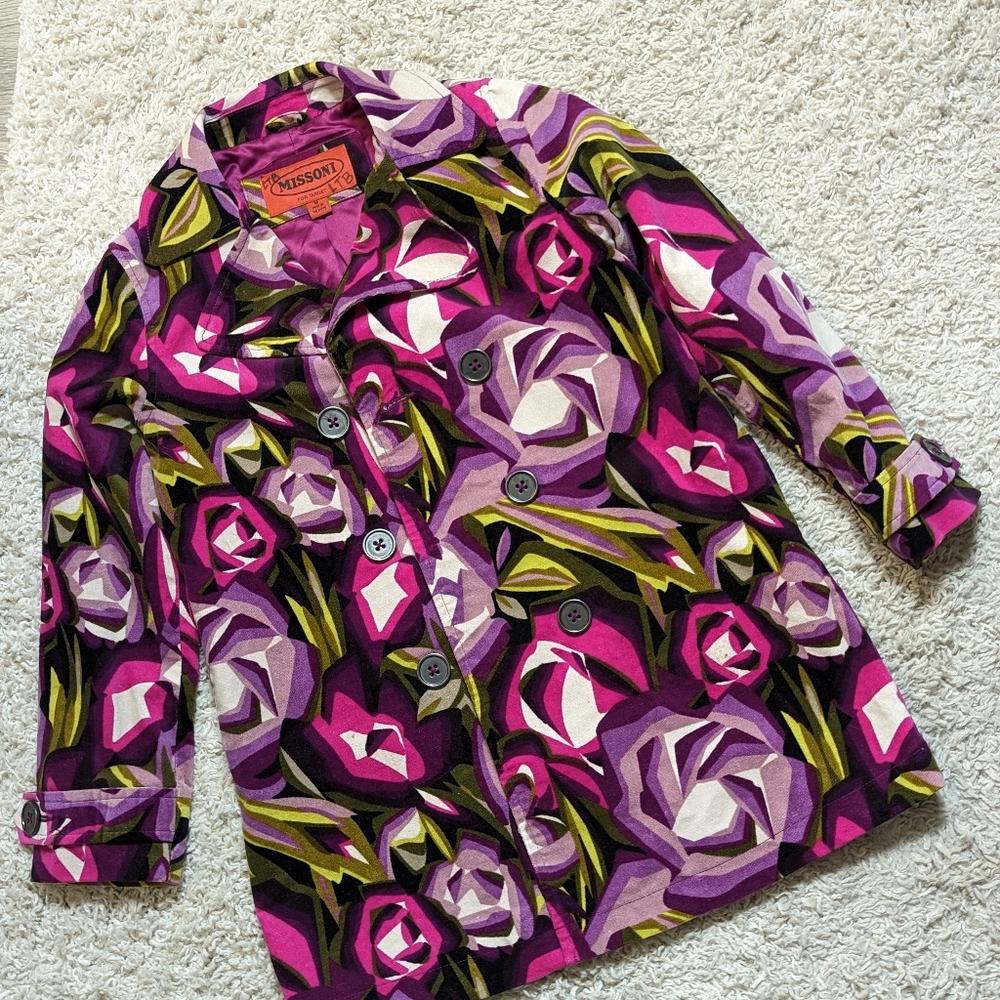 Missoni for Target girls abstract floral trench coat sz M